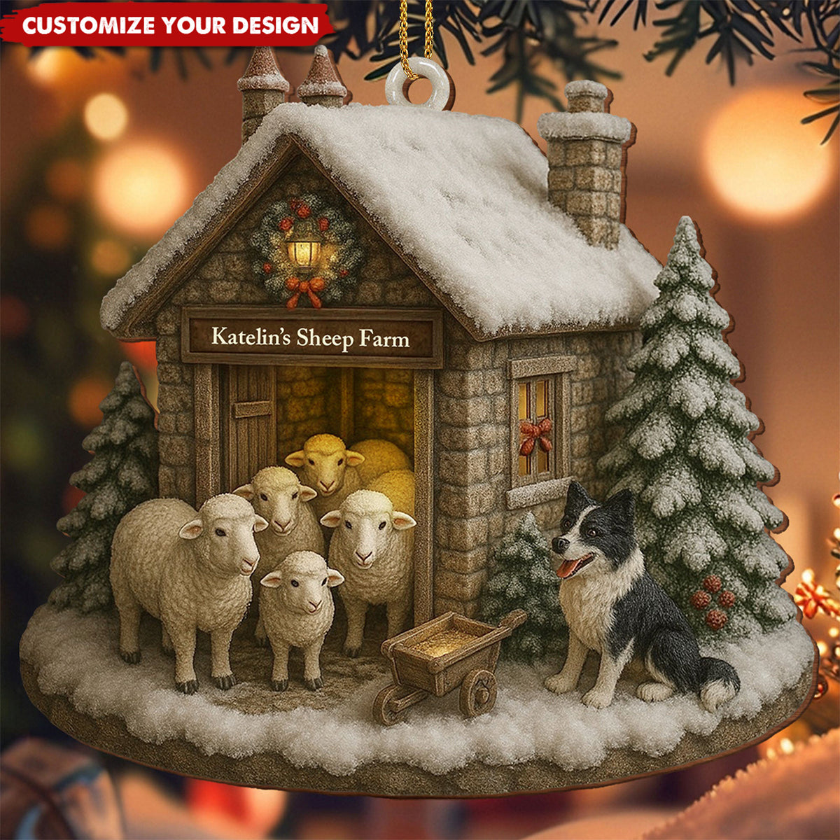 Celebrate The Season With Warmth From The Farm, Custom Wood Ornament, Gift For Family and Animal Lovers