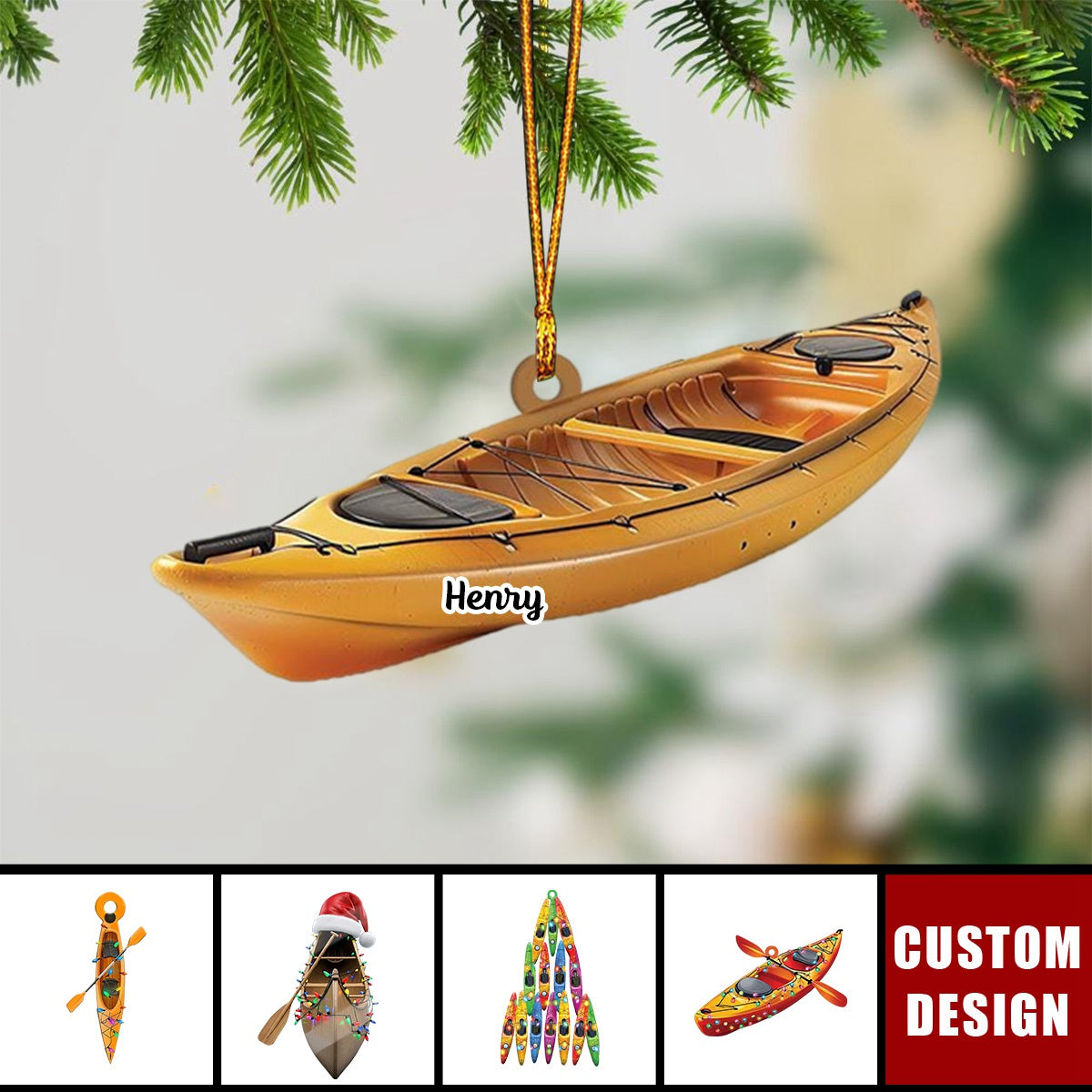 Personalized Kayak Boat Acrylic Christmas Ornament - 2024 New Release