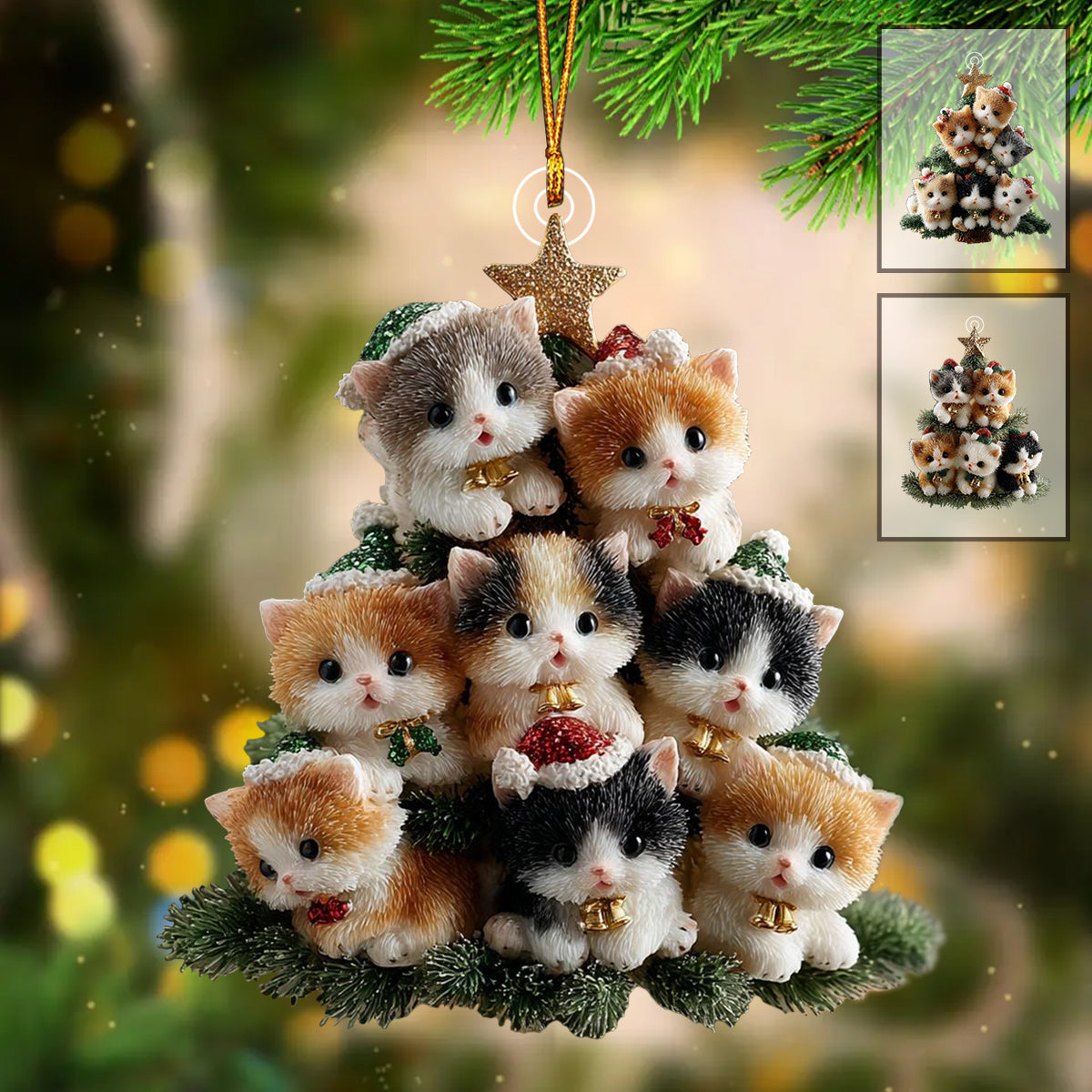 Christmas Kitten Tree Christmas Ornament Gift For Cat Lovers