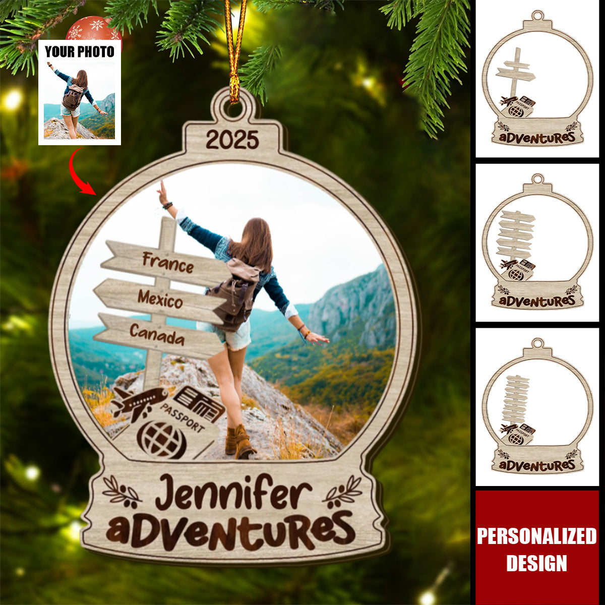 Travel Adventure-Personalized Wooden Ornament