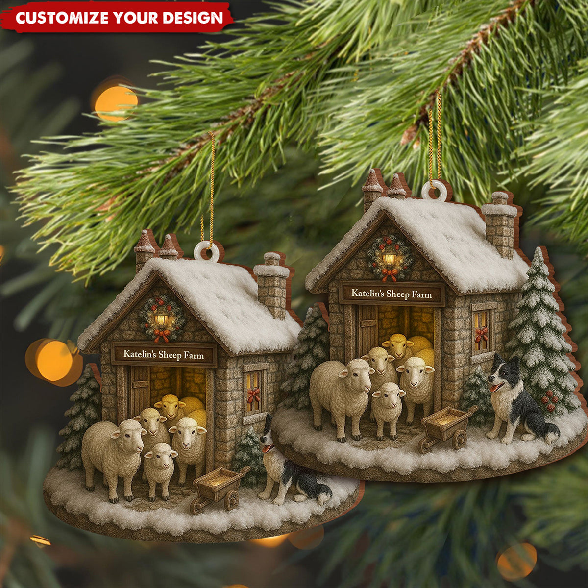 Celebrate The Season With Warmth From The Farm, Custom Wood Ornament, Gift For Family and Animal Lovers