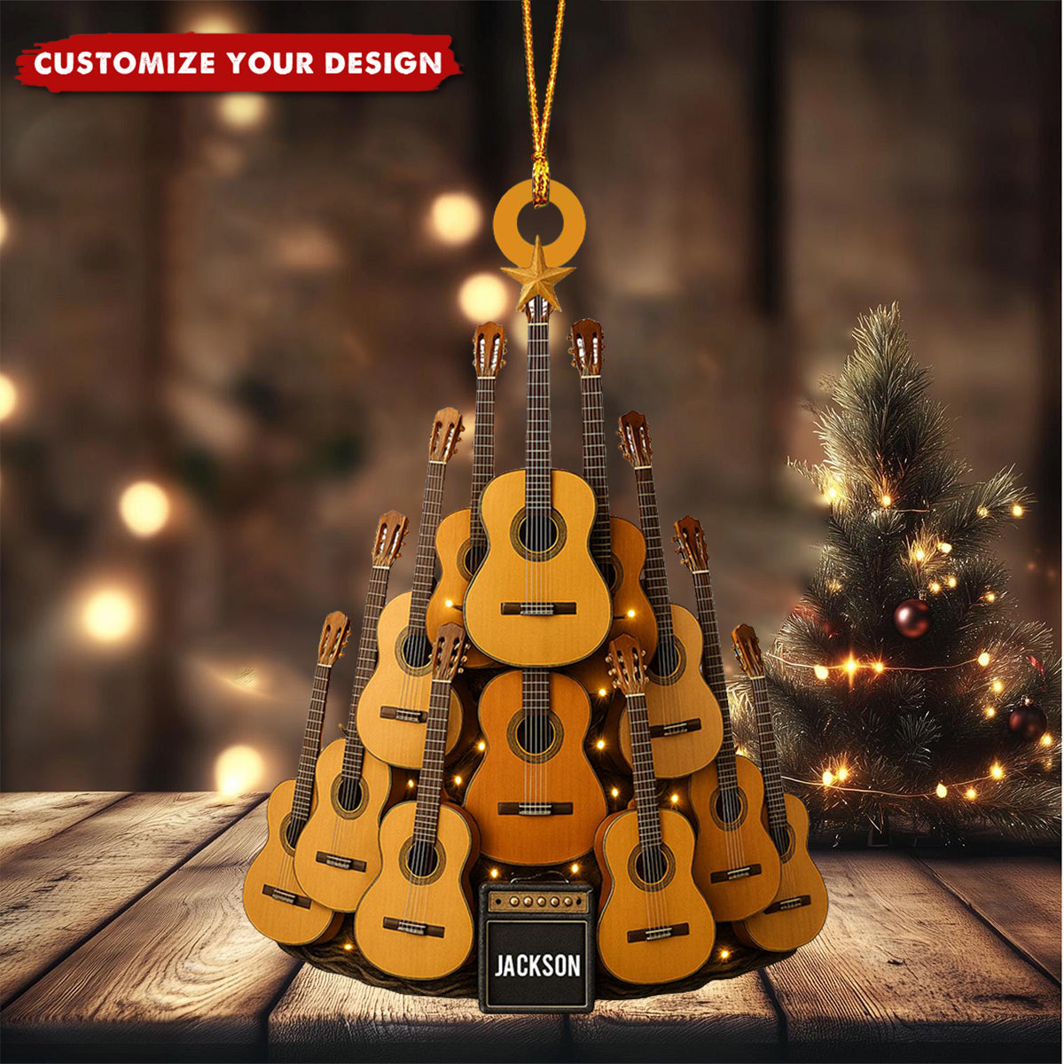 Personalized Classic Guitar Ornament, Ukulele Christmas Ornament, Christmas Gift for Music Lovers, Guitar Players