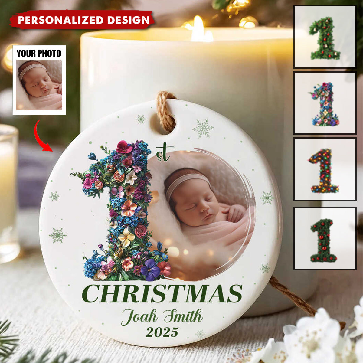 Customized Baby’s First Christmas Ornament, Custom Name Gift for Newborn Girl, 1st Christmas Gift For Newborn Boy, New Baby Ornament, Baby Shower Gift