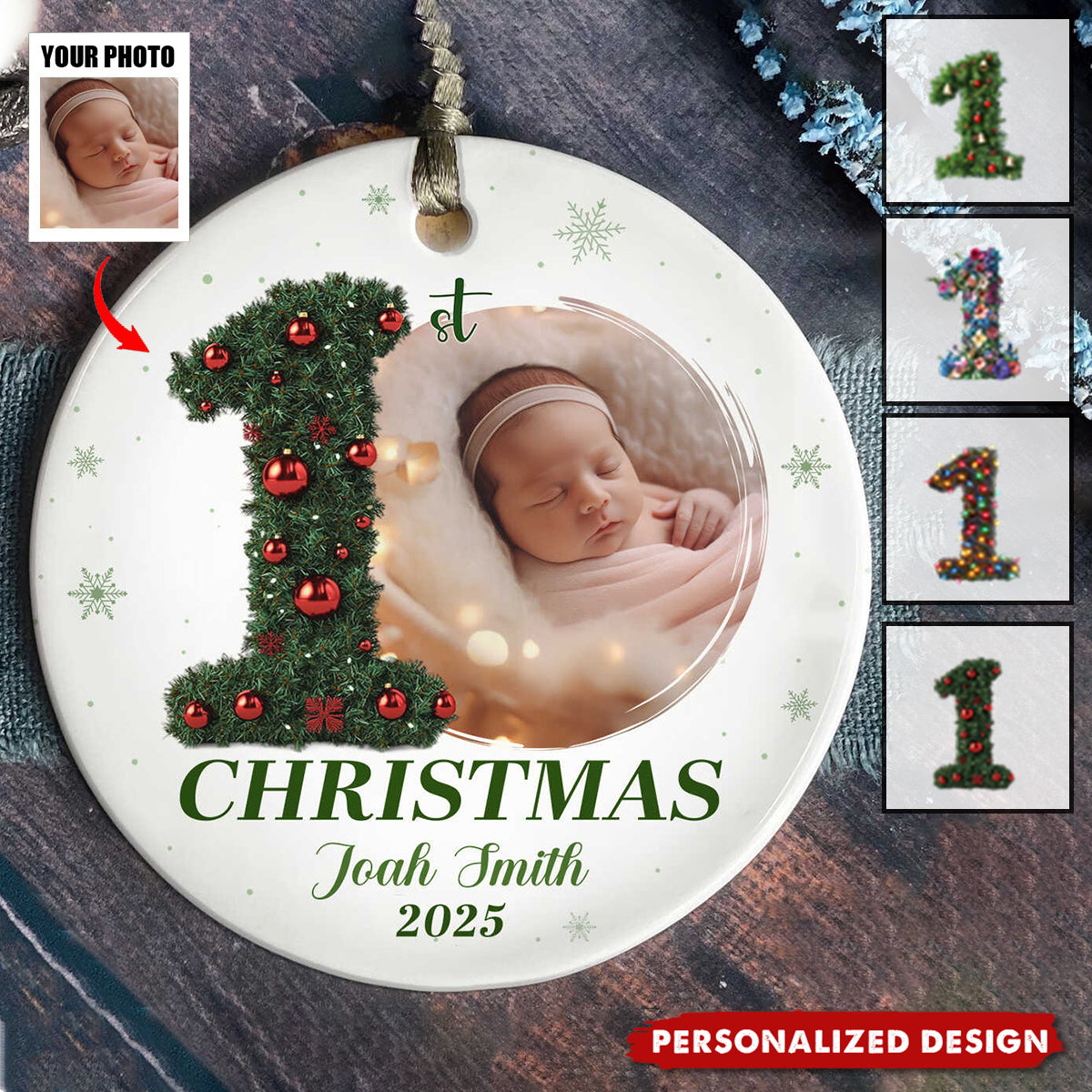 Customized Baby’s First Christmas Ornament, Custom Name Gift for Newborn Girl, 1st Christmas Gift For Newborn Boy, New Baby Ornament, Baby Shower Gift