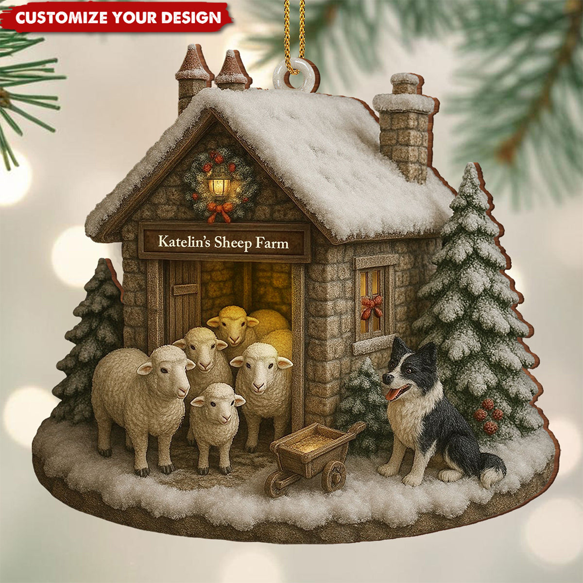 Celebrate The Season With Warmth From The Farm, Custom Wood Ornament, Gift For Family and Animal Lovers