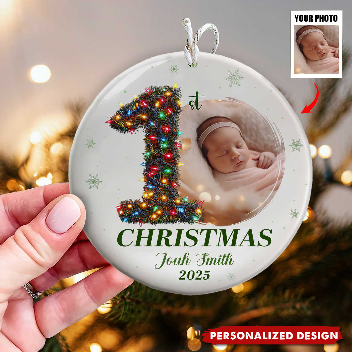 Customized Baby’s First Christmas Ornament, Custom Name Gift for Newborn Girl, 1st Christmas Gift For Newborn Boy, New Baby Ornament, Baby Shower Gift