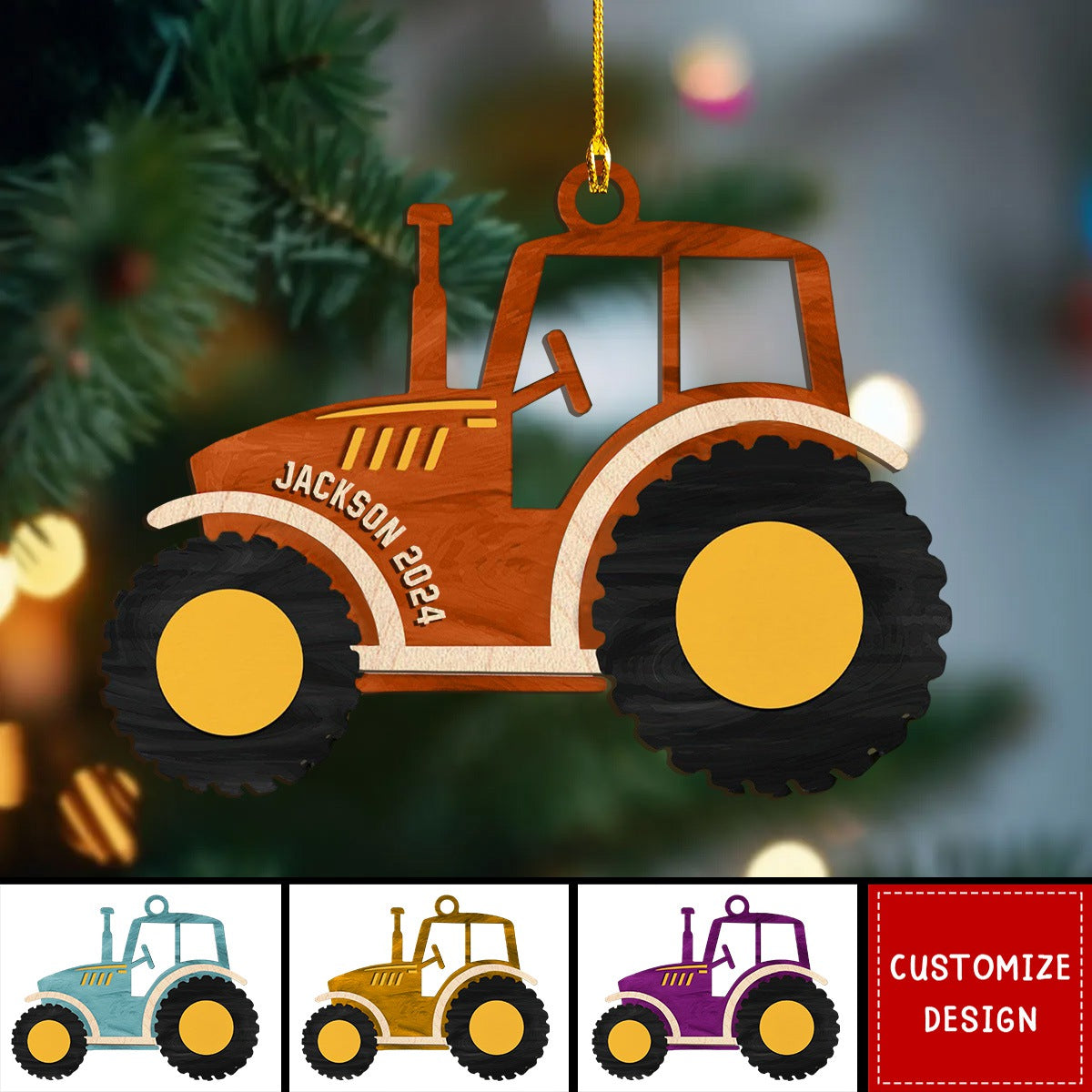 2024 New Release Personalized Tractor Wood Ornament