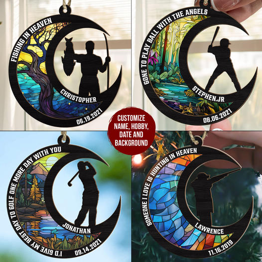 Fishing In Heaven - Personalized Suncatcher Ornament
