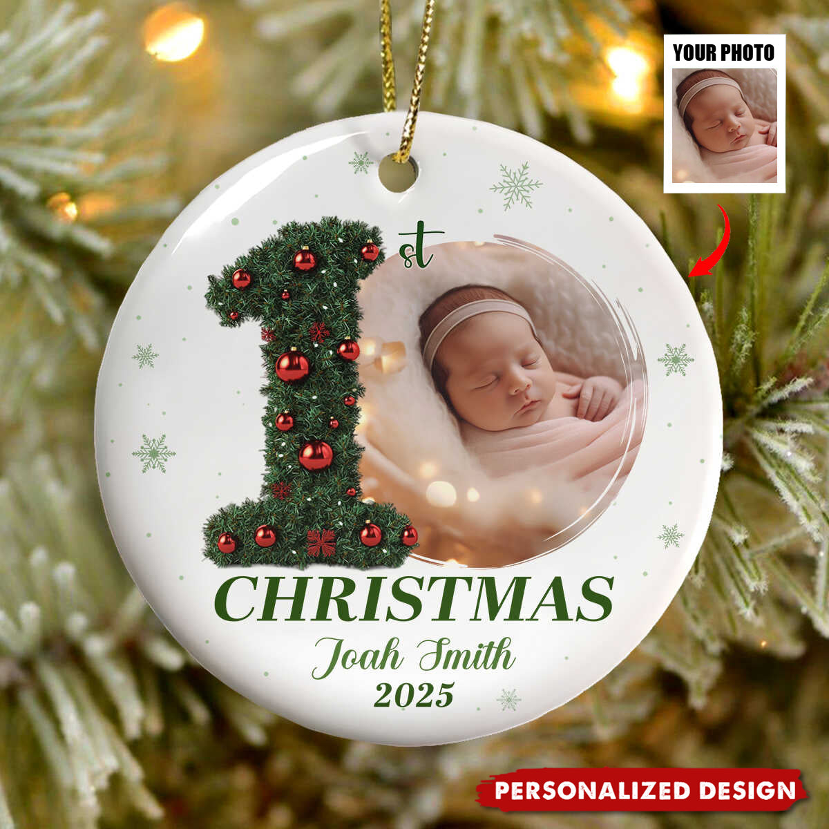 Customized Baby’s First Christmas Ornament, Custom Name Gift for Newborn Girl, 1st Christmas Gift For Newborn Boy, New Baby Ornament, Baby Shower Gift