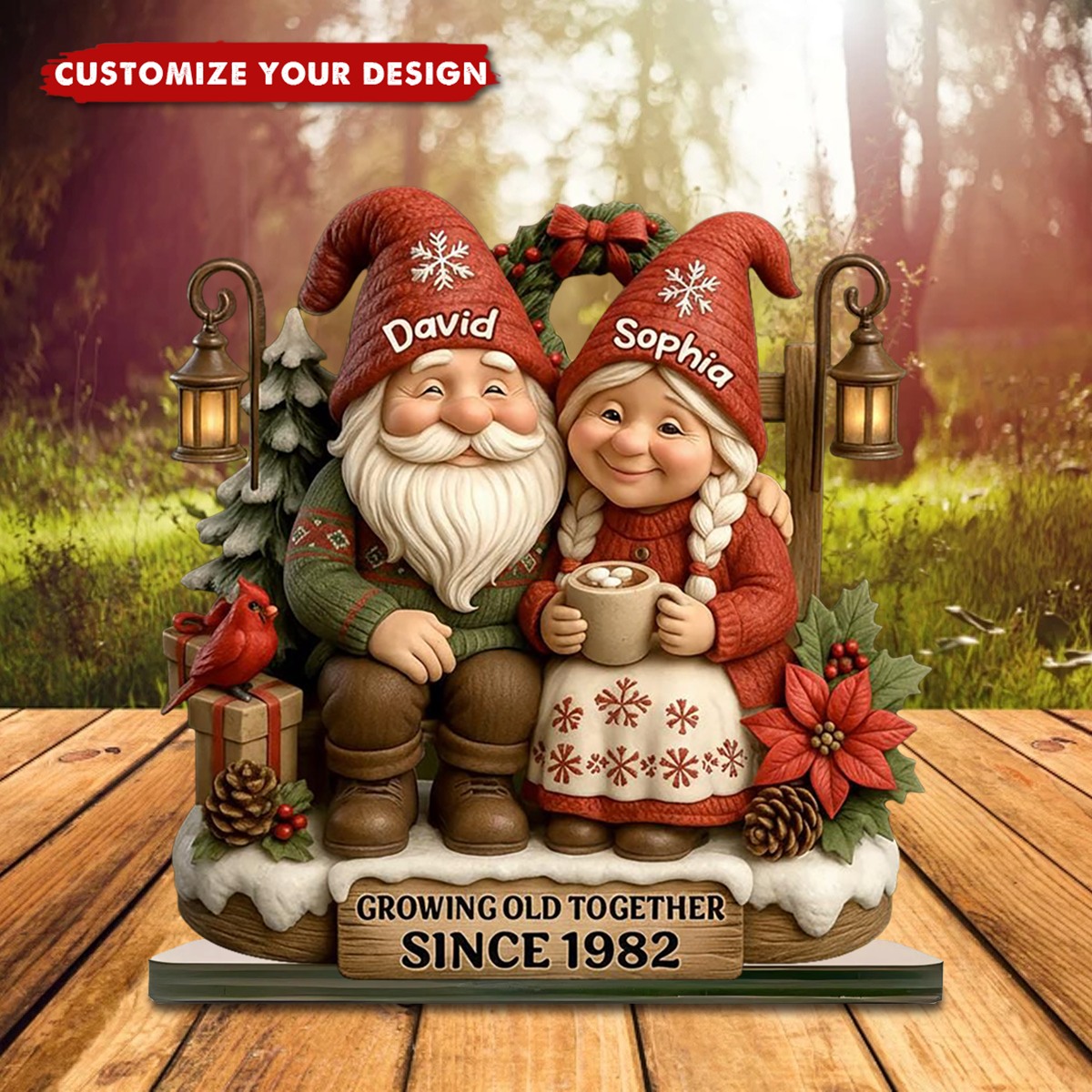 Personalized Christmas Plaque for Couples, Growing Old Together Decoration, Anniversary Gift for Him & Her