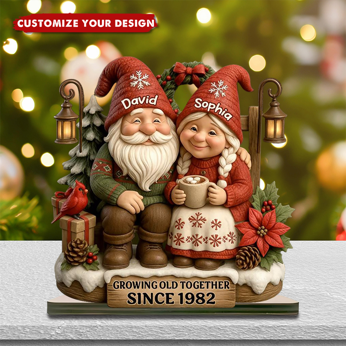 Personalized Christmas Plaque for Couples, Growing Old Together Decoration, Anniversary Gift for Him & Her