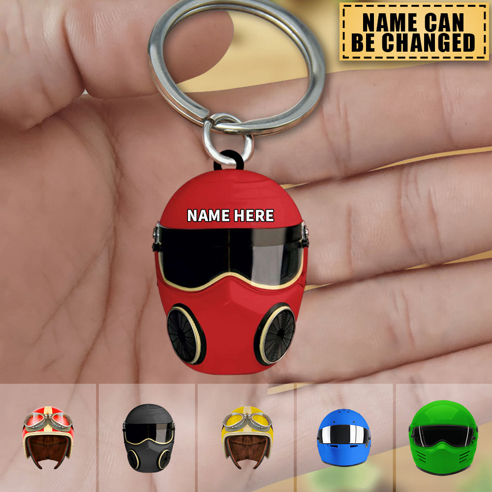 Personalized Drag Racing Helmet Keychain Gift For Racing Lover