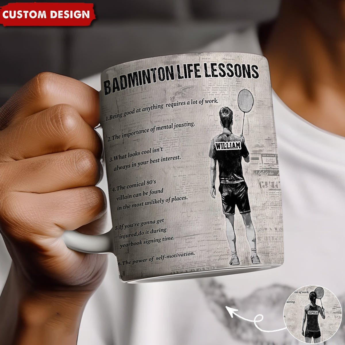 Personalized Badminton Life Lessons Mug-Gift For Badminton Lovers