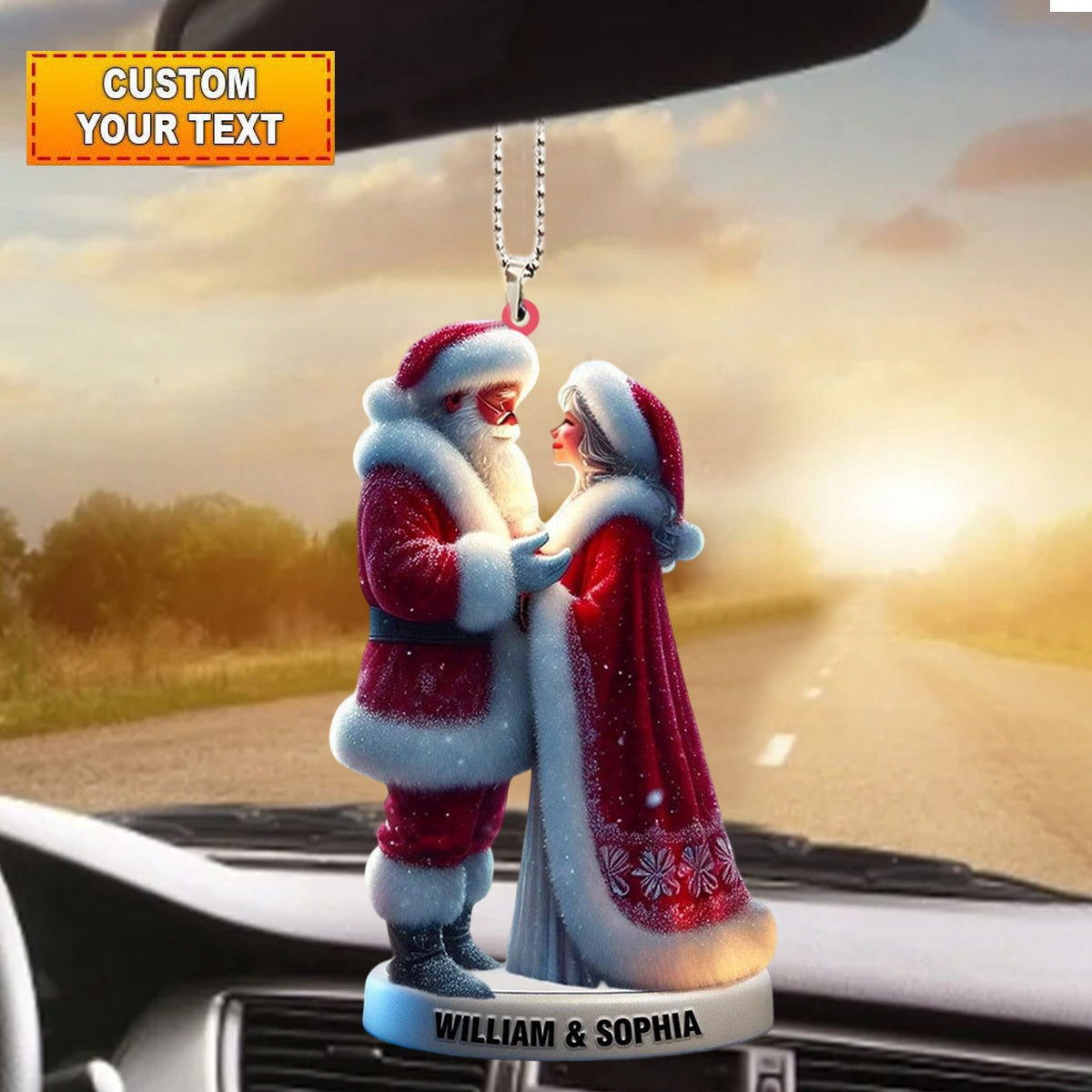 Personalized Santa and Mrs. Claus Car Ornaments-Gift For couple