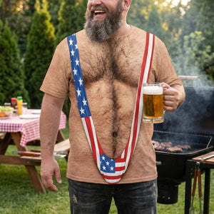 3D Hairy Body Swimsuit Funny Patriotic - Personalized T-Shirt