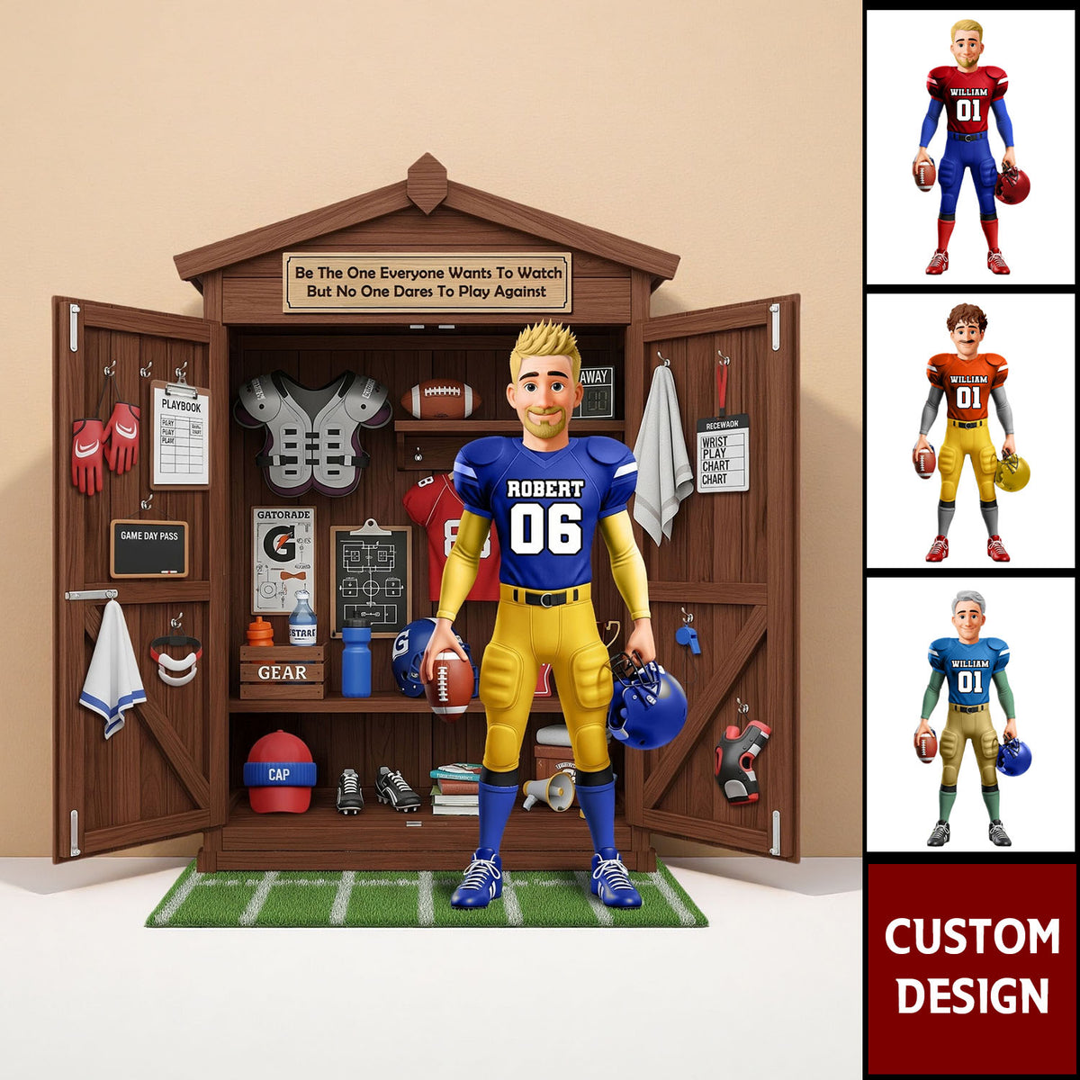 Personal Football Locker - Personalized Acrylic Plaque, Gifts For Football Lovers