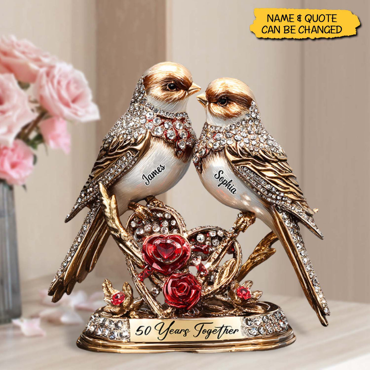 Lovebirds Couple Anniversary 50 Years Together - Personalized Acrylic Plaque