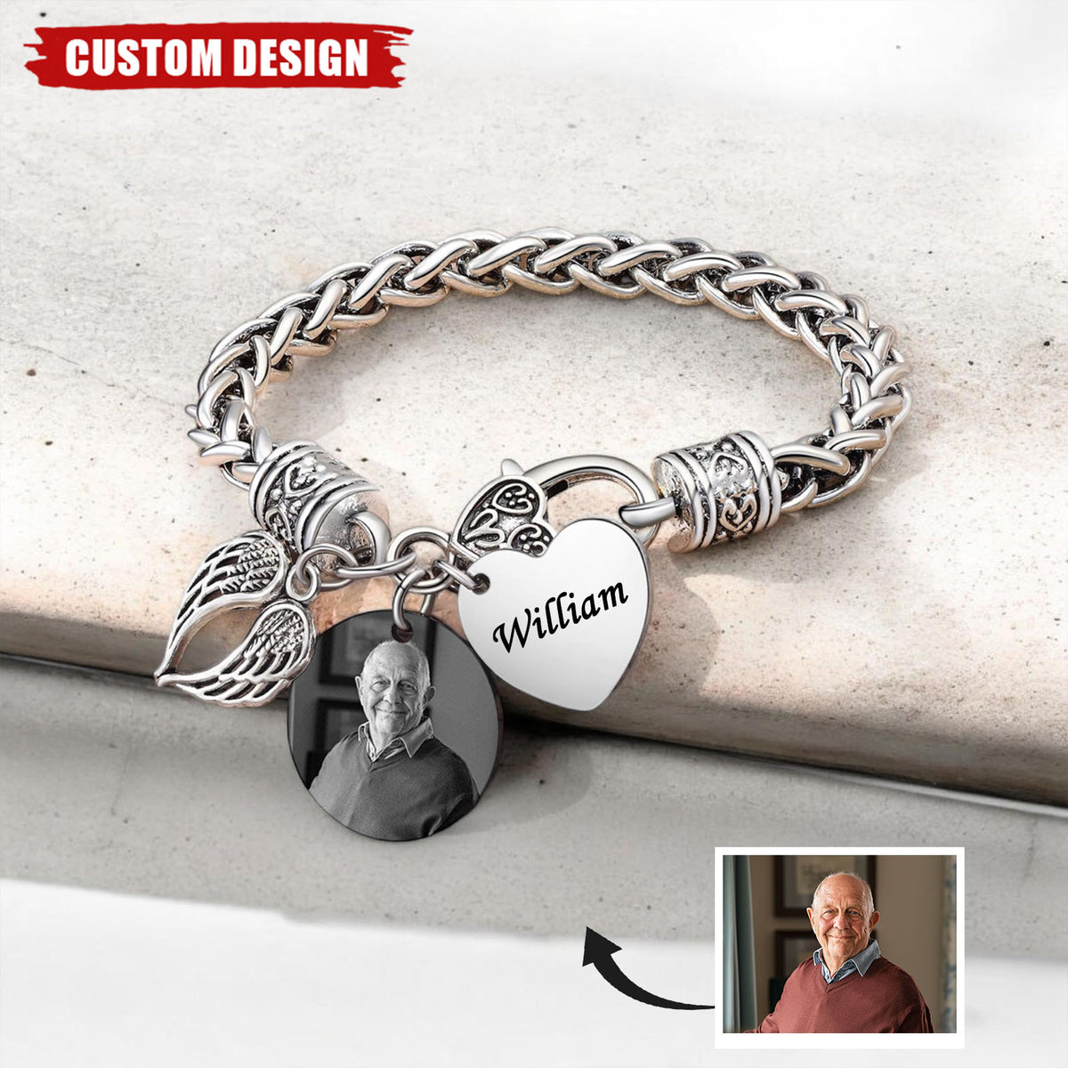 Personalized Angel Wing Memorial Bracelet-Sympathy Gift For Friend Or Family