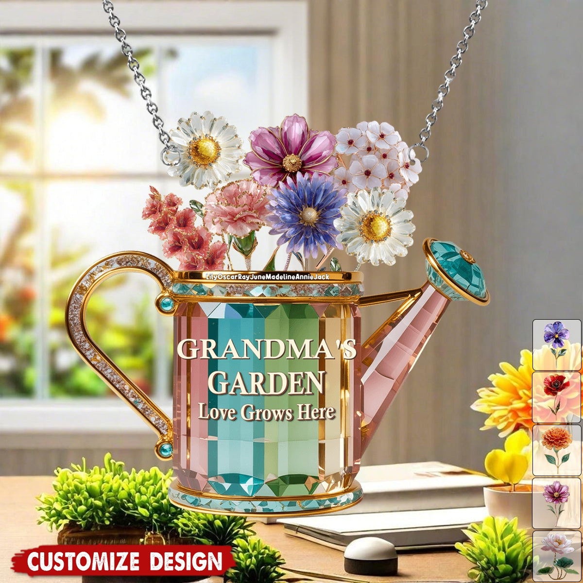 Grandma Birth Month Flowers Suncatcher - Personalized Gifts For Grandma