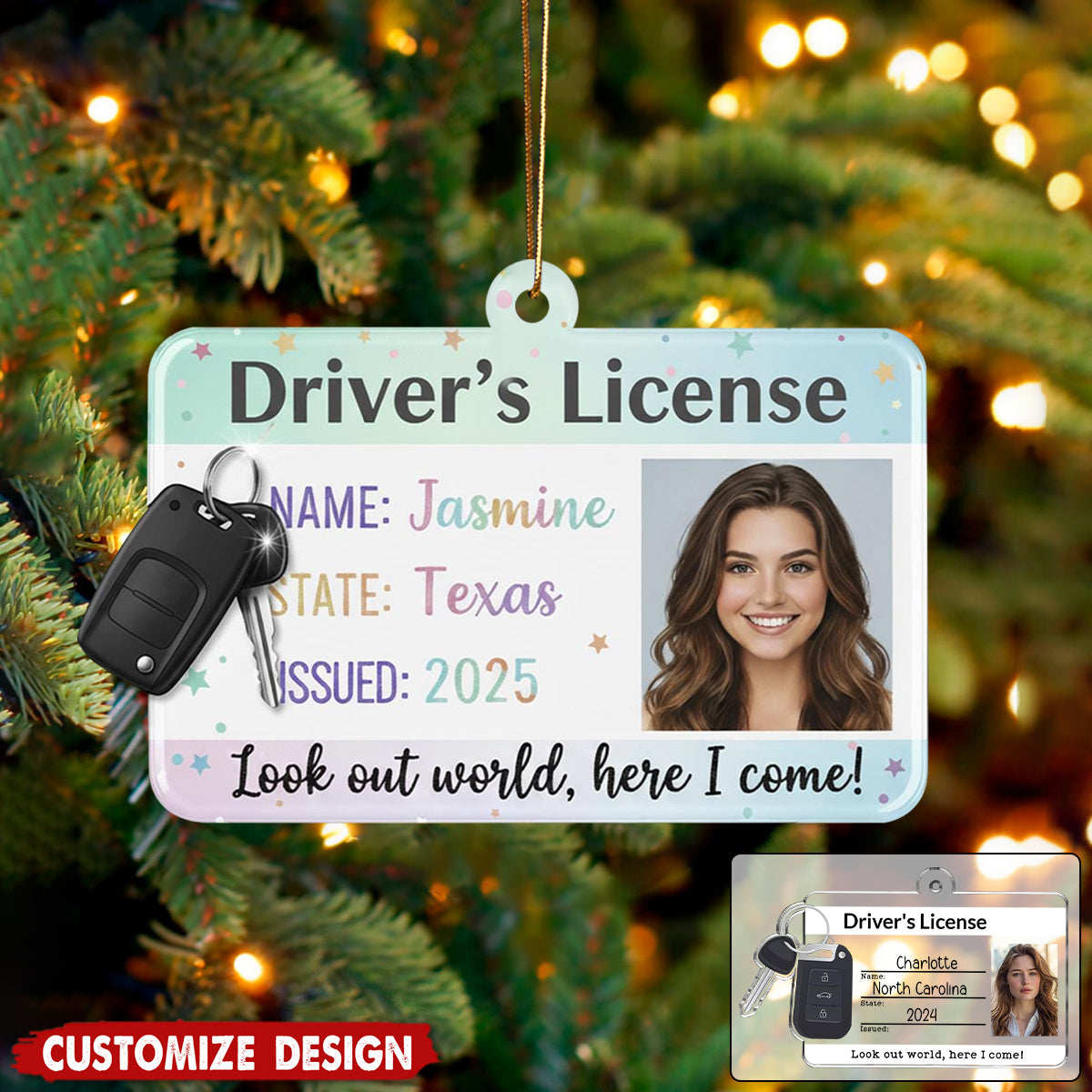 Personalized New Driver Ornament 2025, Drivers License Ornament, Gift for New Driver, Driving Ornament, Drivers Permit Christmas Ornament