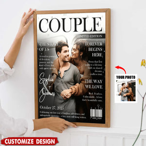 Personalized Love Story Couple Magazine Cover Canvas - Gift For Romantic Couple