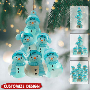Merry Christmas Snowman Family - Personalized Family Ornament