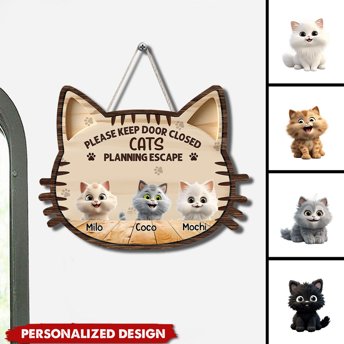 Please Keep Door Close-Personalized Cat Wood Sign