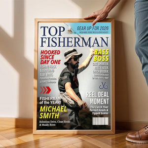Personalized Fishing Magazine Cover Poster - Angler Funny Fisherman Gift,Fishing Lovers Gift