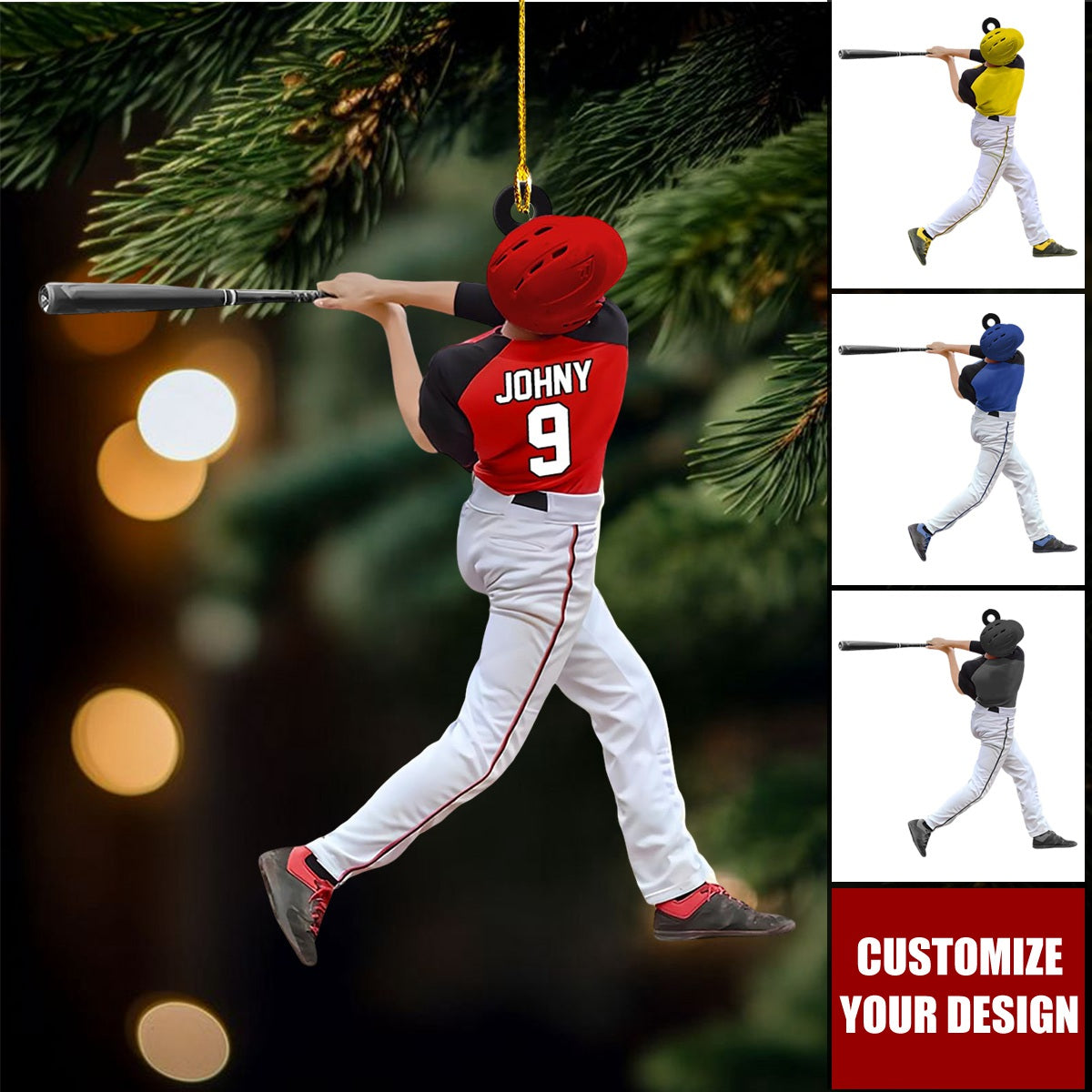 Personalized Custom Baseball Ornaments for Boy - Baseball Player & Catcher Gifts