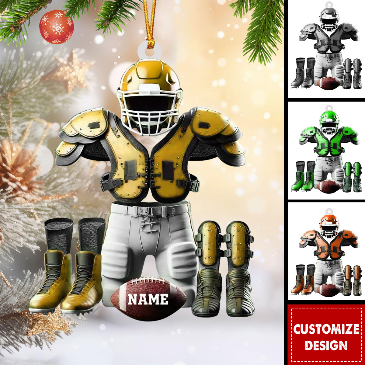 Rugby Football Christmas Personalized Acrylic Ornament