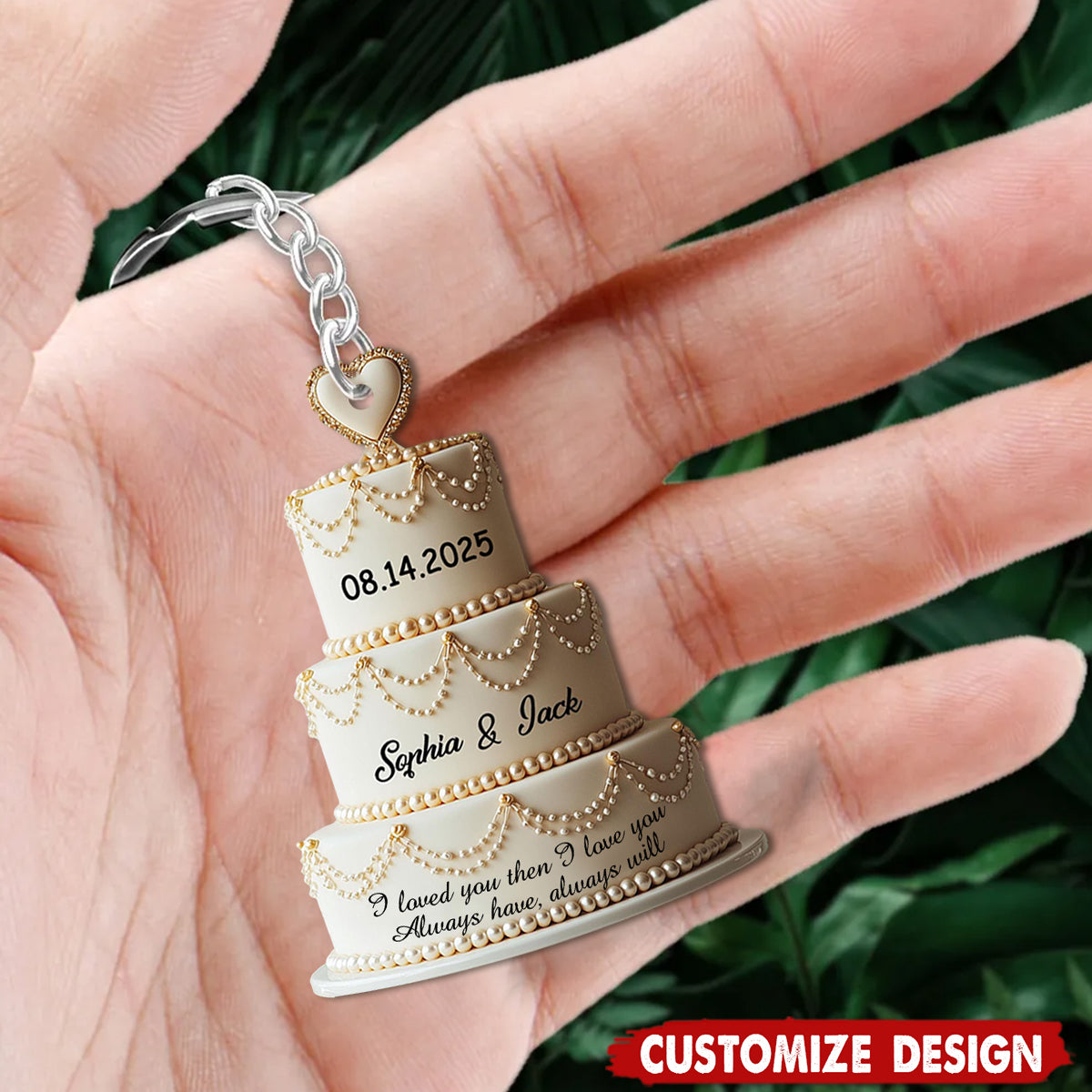 Personalized Cake Keychain - Gift For Couple