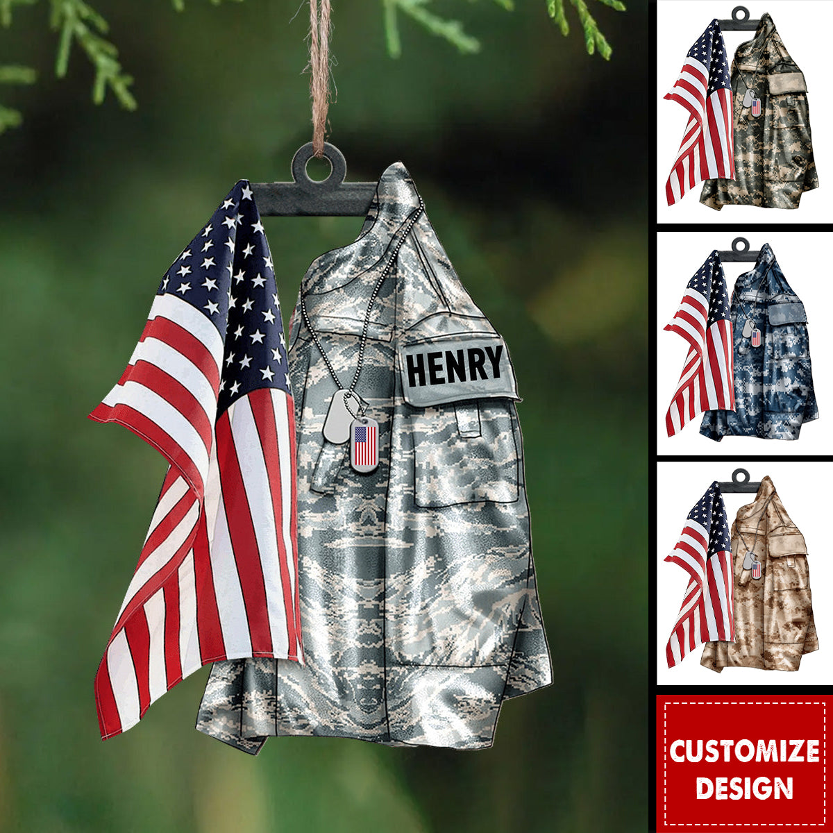 2025 New Release U.S Airforce/Navy/Army Hanging Ornament Christmas-Personalized Acrylic Ornament