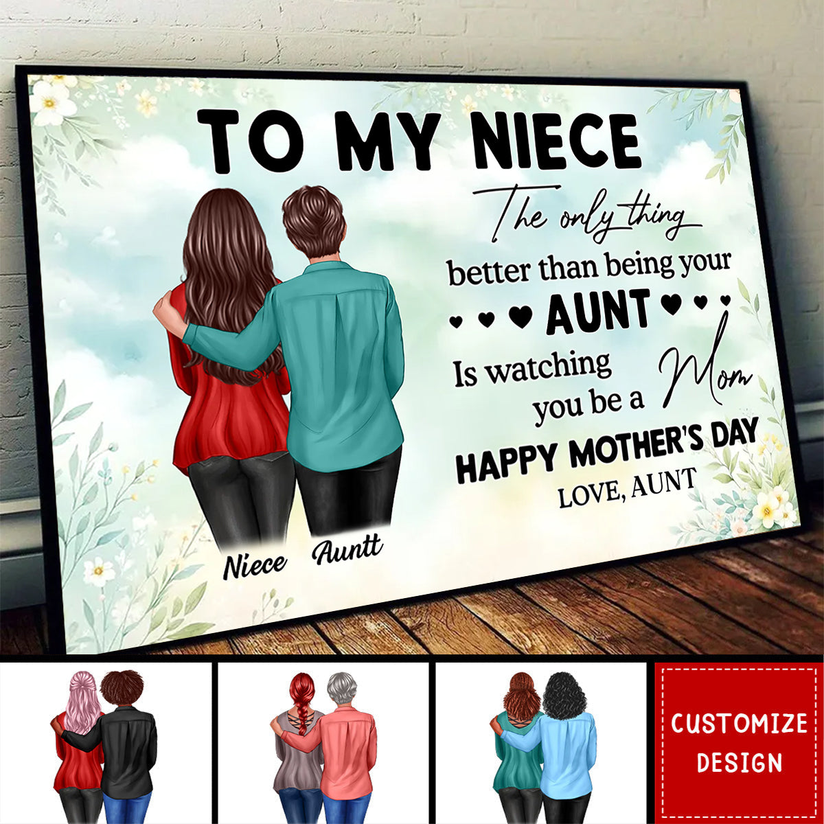 To My Niece From Aunt Happy Mother's Day Personalized Poster-Gift For Mother's Day