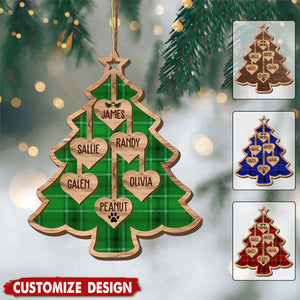 Personalized Wooden Family Tree Christmas Ornament - Gift For Family