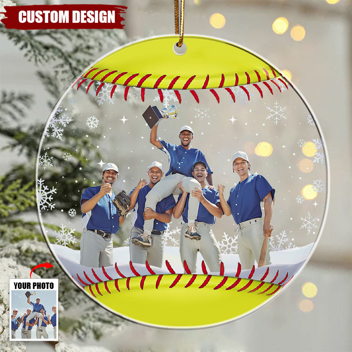 Baseball Team Christmas Ornament Gift For Baseball Lovers - Personalized Acrylic Photo Ornament
