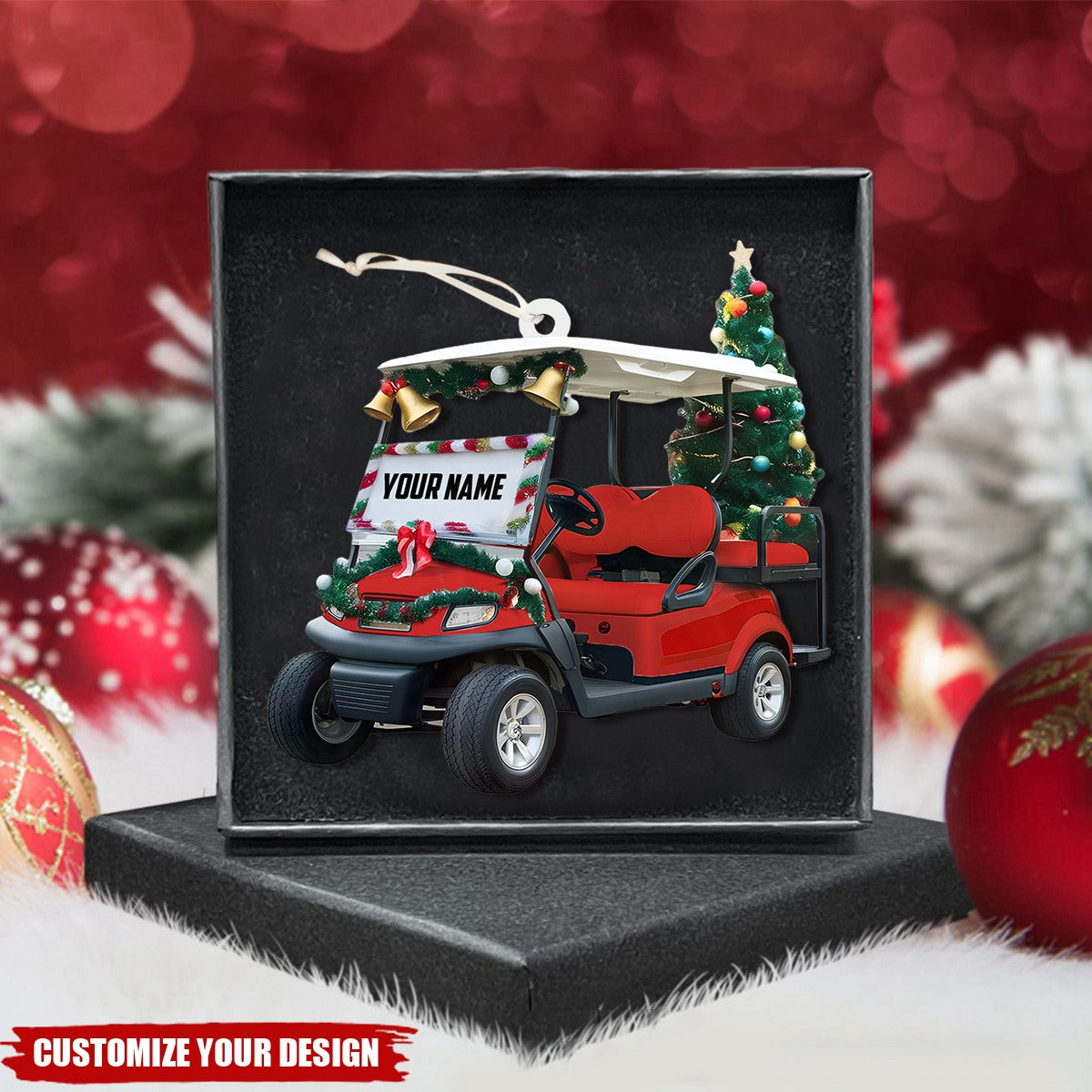 Personalized Golf Christmas Ornament, Custom Golf Cart Ornaments