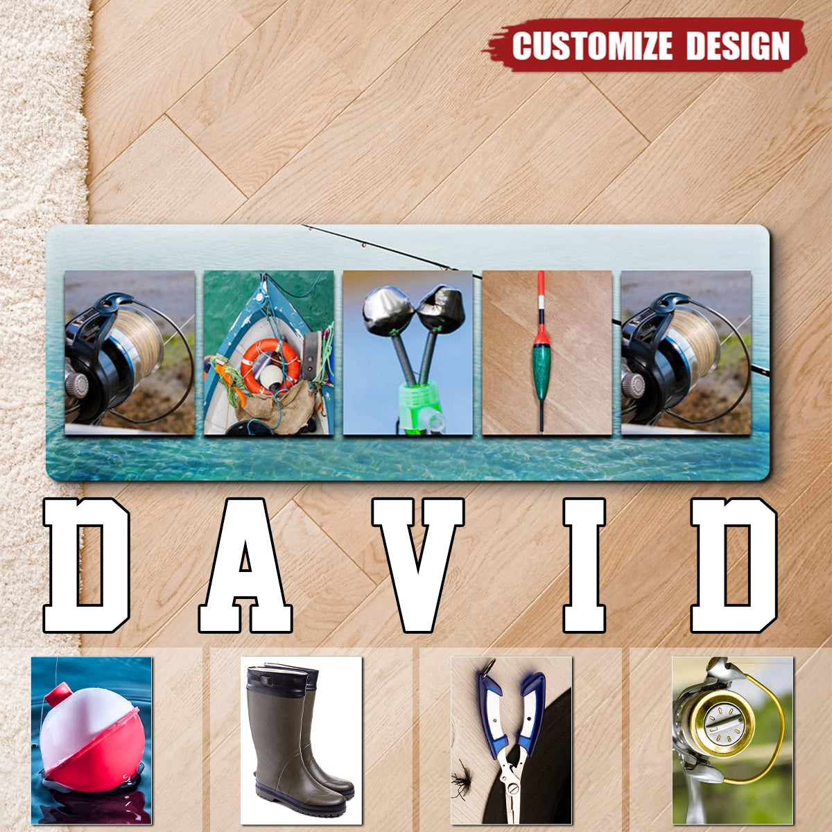 Personalized Name Art Metal Sign - Gift For Fishing Lovers