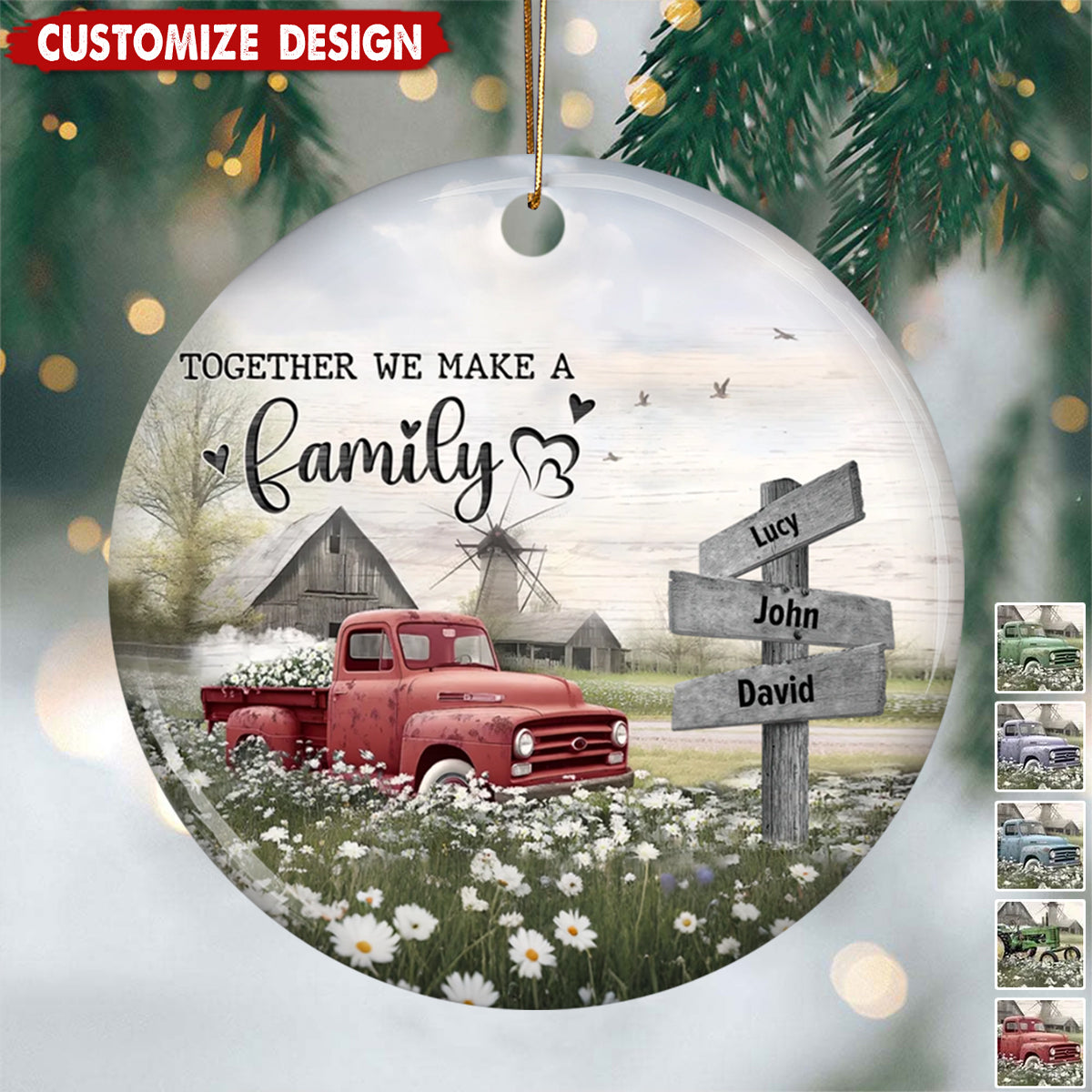Personalized Farmhouse Old Truck Christmas Ornament - Gift For Family
