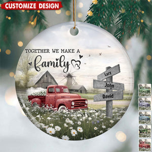 Personalized Farmhouse Old Truck Christmas Ornament - Gift For Family