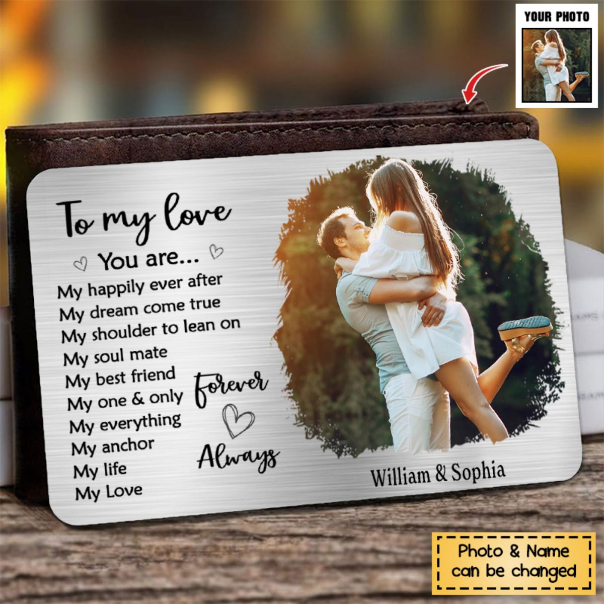 To My Love - Personalized Couple Stainless Wallet Insert Card-Gift Idea For Him/ Her/ Couple