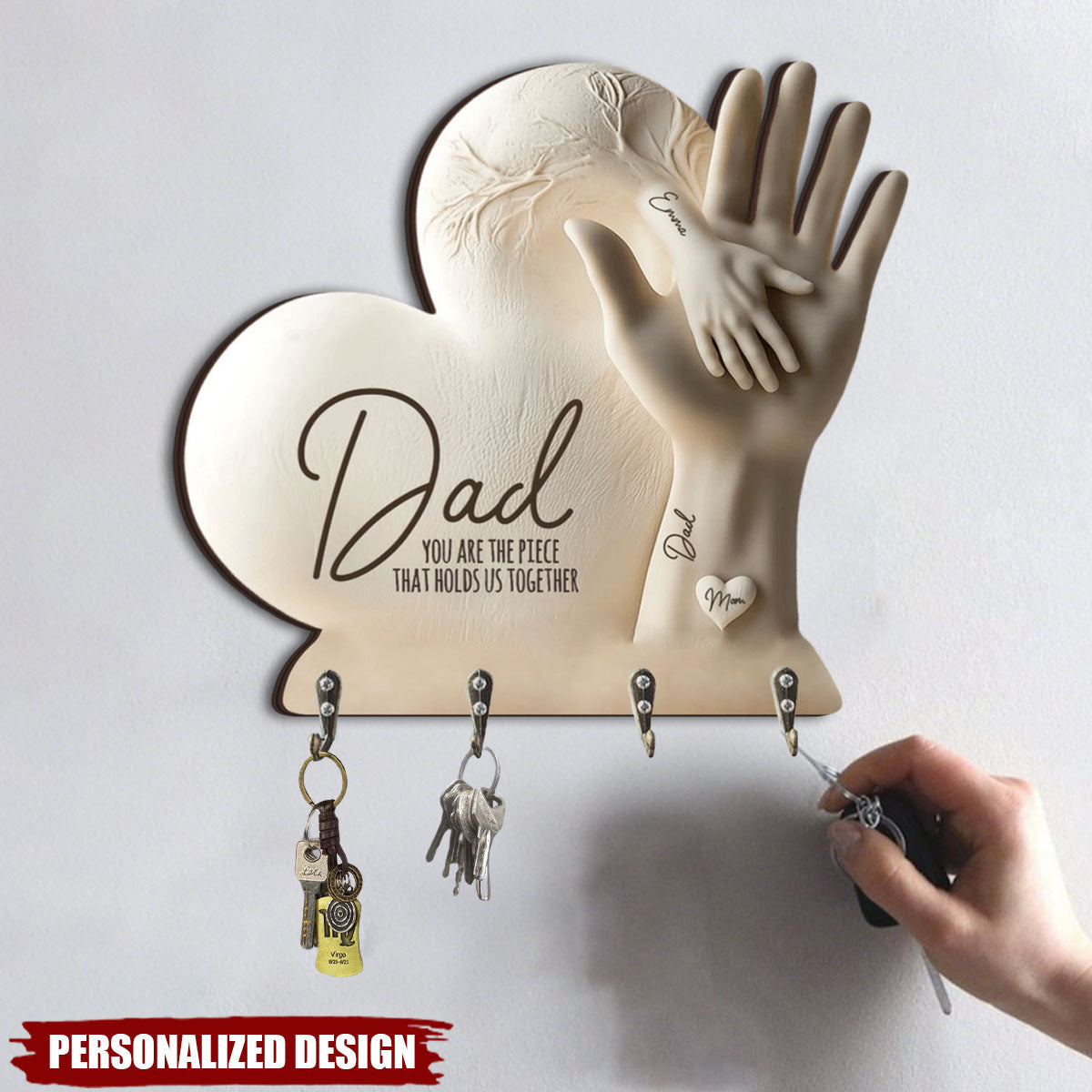Dad/Mom You Are The Piece That Holds Us Together - Personalized Shaped Key Rack