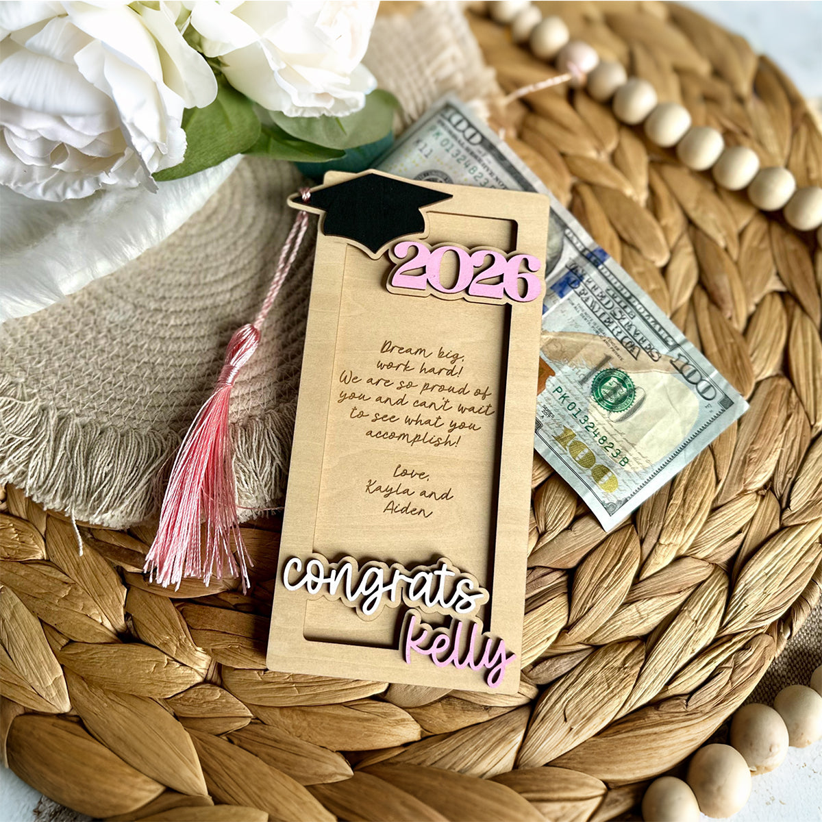 Personalized Graduation Money Holder - Graduation Gift with Tassel