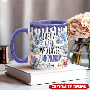 Just A Girl Who Loves Hummingbirds - Personalized Hummingbird Accent Mug