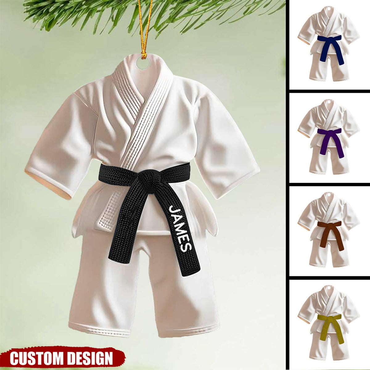 Personalized Black Belt Christmas Ornament - Jiu-Jitsu,Karate Gift
