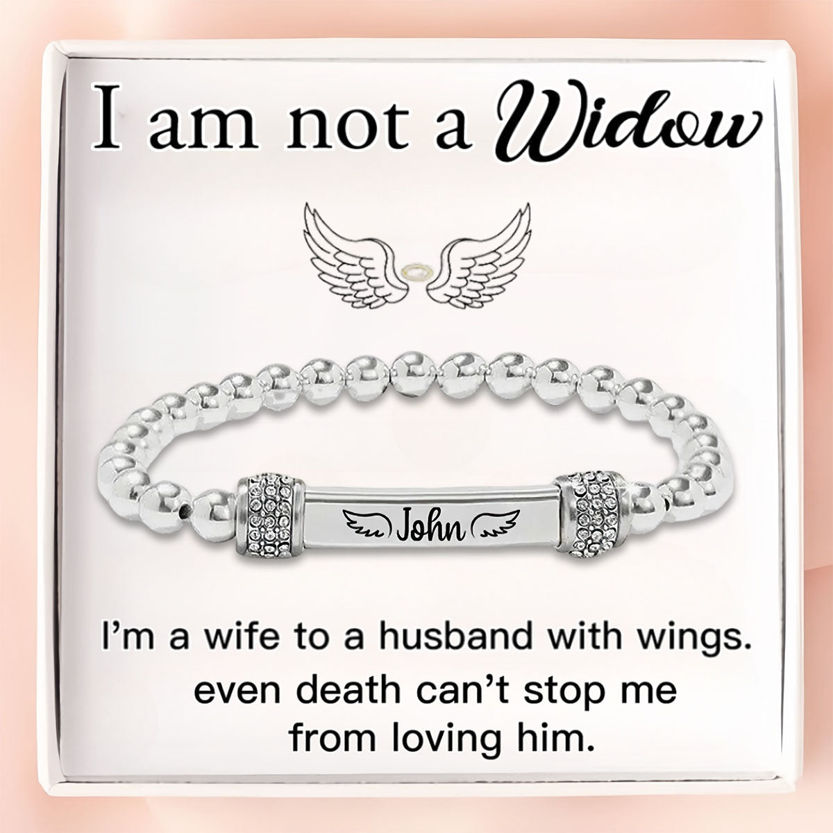 For Memorial-I'm a Wife to a Husband Personalized Name Bead Bracelet