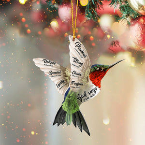 Hummingbird Flying God Says You Are Ornament