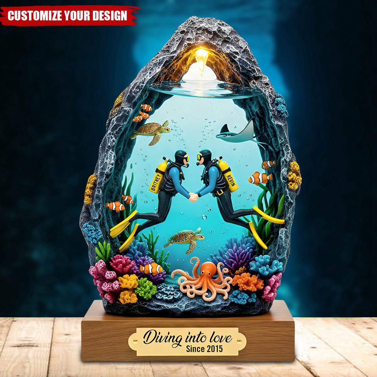 Personalized Scuba Diving Couple Acrylic Plaque Gifts For Couple