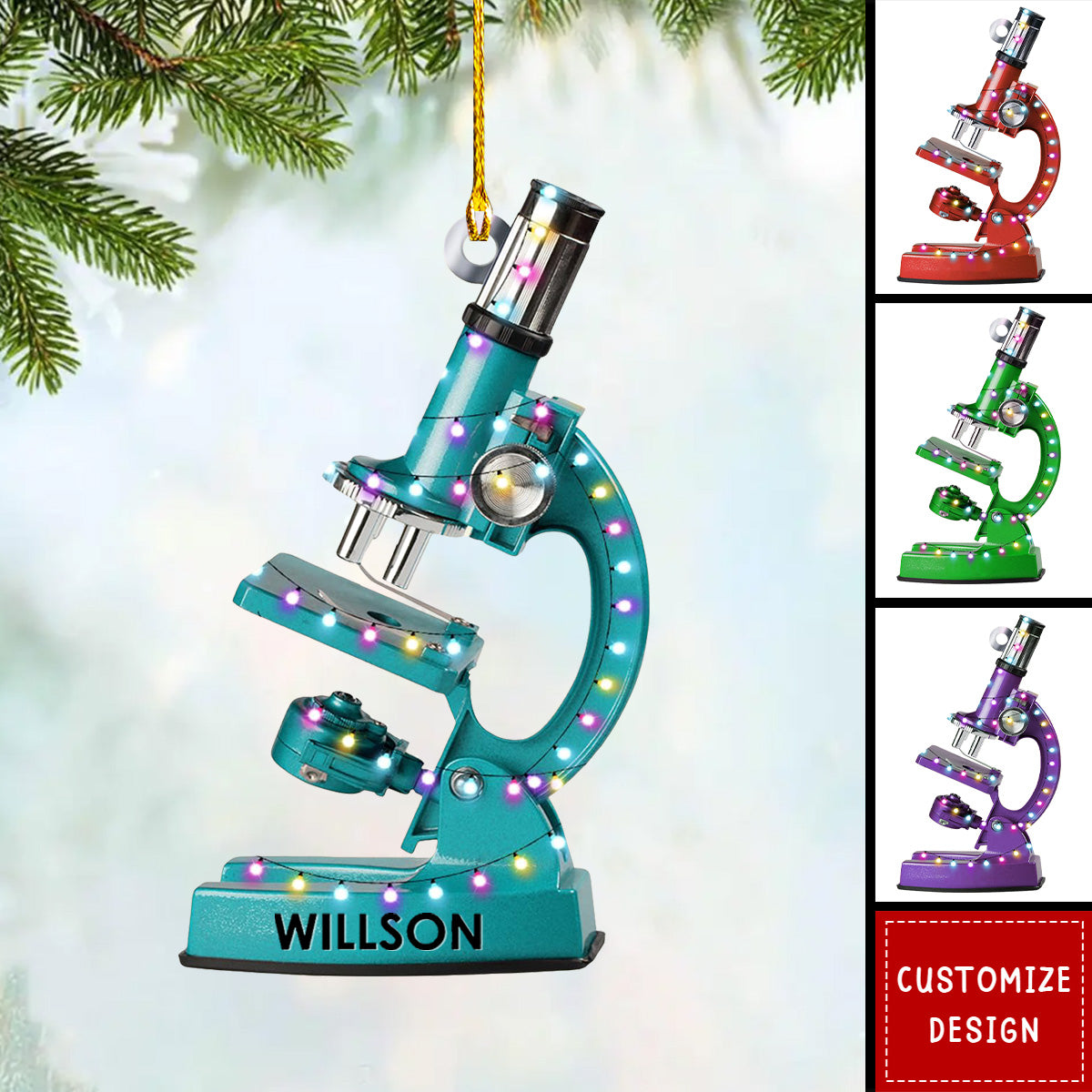Personalized Microscope Christmas Ornament Gift for Scientist-2024 New Release