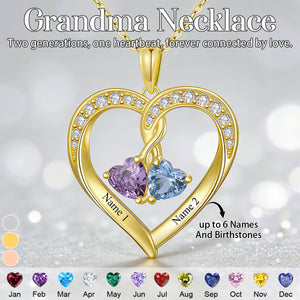 Personalized Birthstone Heart Necklaces-Mothers Day Gifts for Mom Wife Her