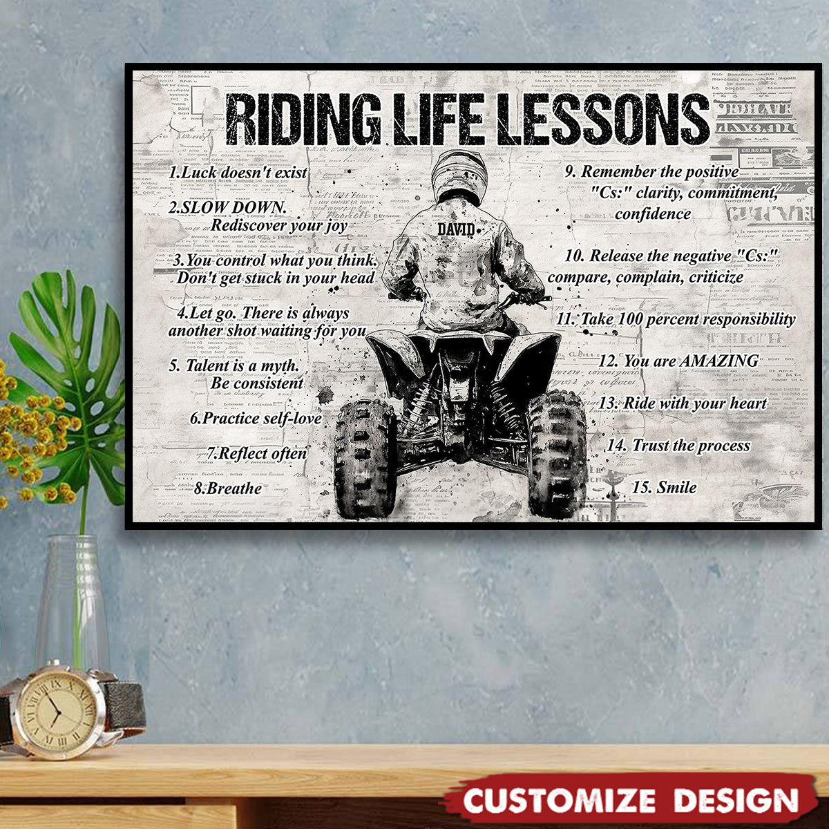 Personalized 4 Wheeler Riding Life Lessons Cool Quotes Poster - Gift For Biker